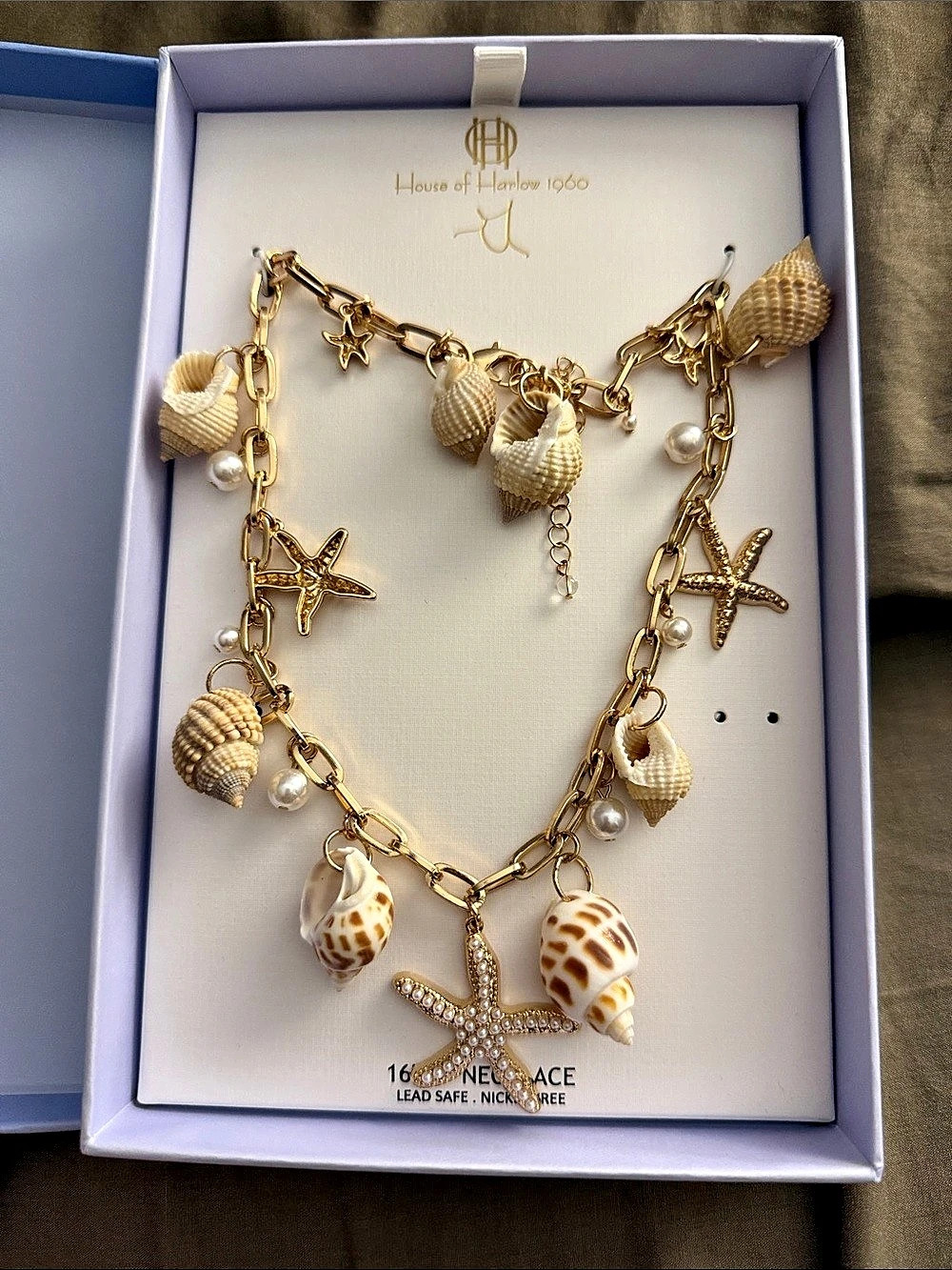 House of Harlow 1960 Seashell and Starfish Charm Necklace